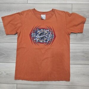 Nike T-Shirt Boy Youth Large Graphic Print Orange Gray Swoosh Streetwear Vintage